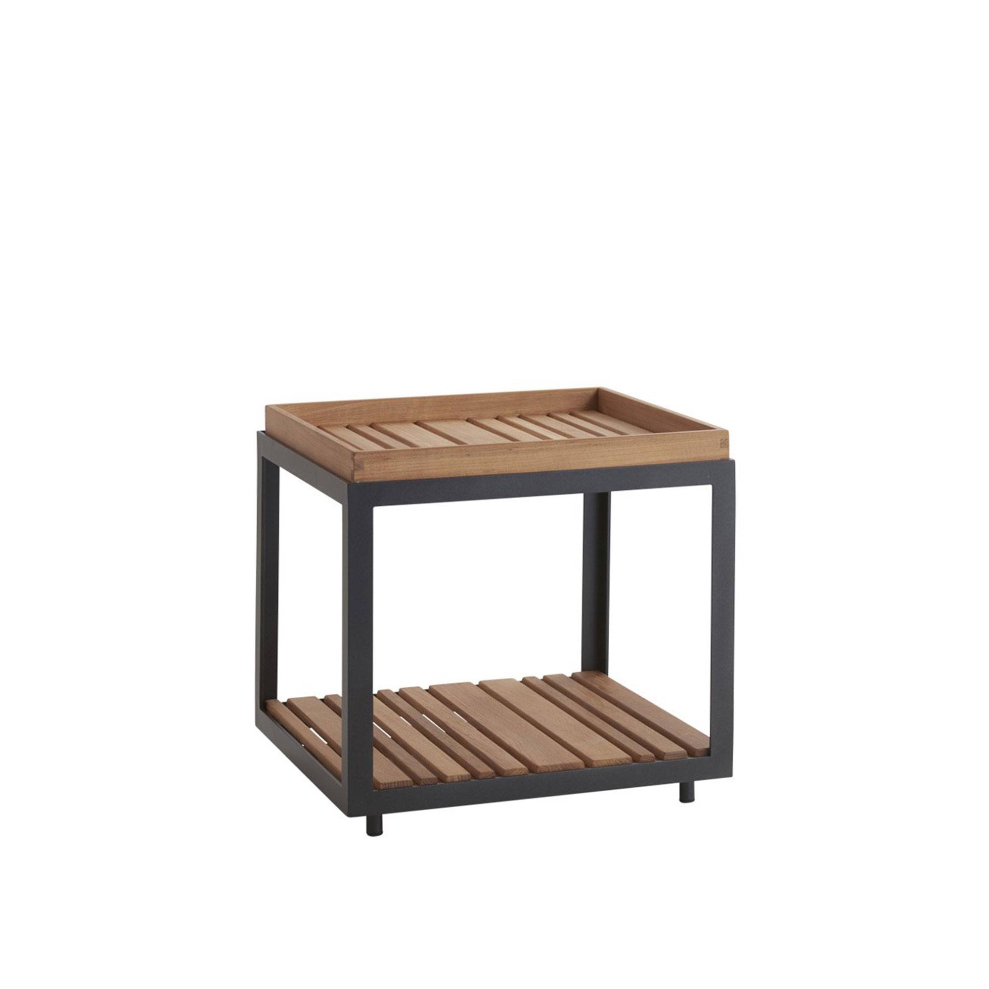 Cane-Line - Level Sidobord, Lavagrå, Bordsskiva: Teak - Soffbord utomhus - byKATO - Grå - Metall/Trä
