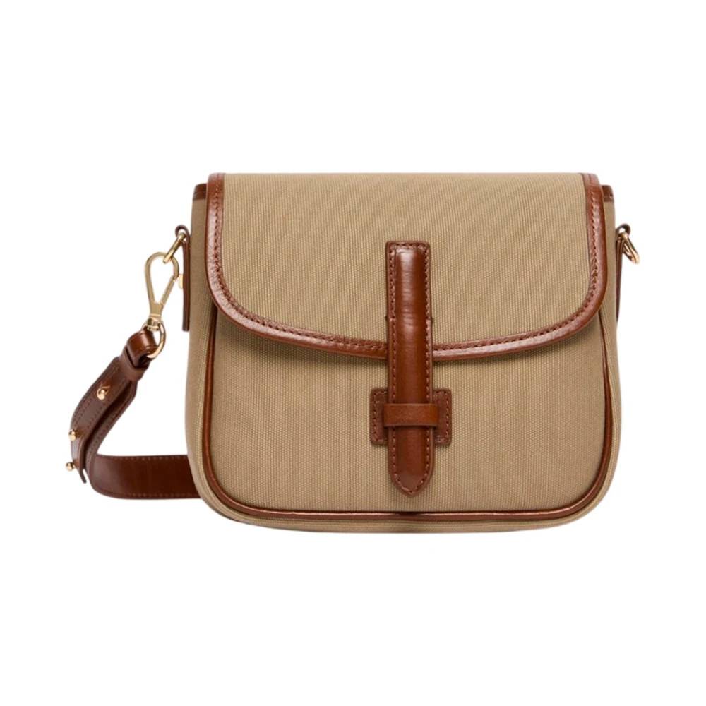 Weekend Max Mara Lille crossbody taske i lærred og læder - Tasker - Dame - Beige - ONE SIZE - Læder