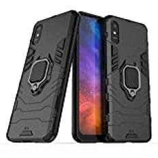 Fodral för Xiaomi Redmi 9A / Redmi 9AT Skal Stötskydd Hårdskalmodell med 360º Ring Ringsteun Stötsäker Kickstand Bumper Case Armor Shockproof Cover (Xiaomi Redmi 9A / Redmi 9AT, Svart)