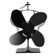 4 Blades Heat Powered Stove Fan High Temperature Resistance Self Starting Fireplace Fan Black