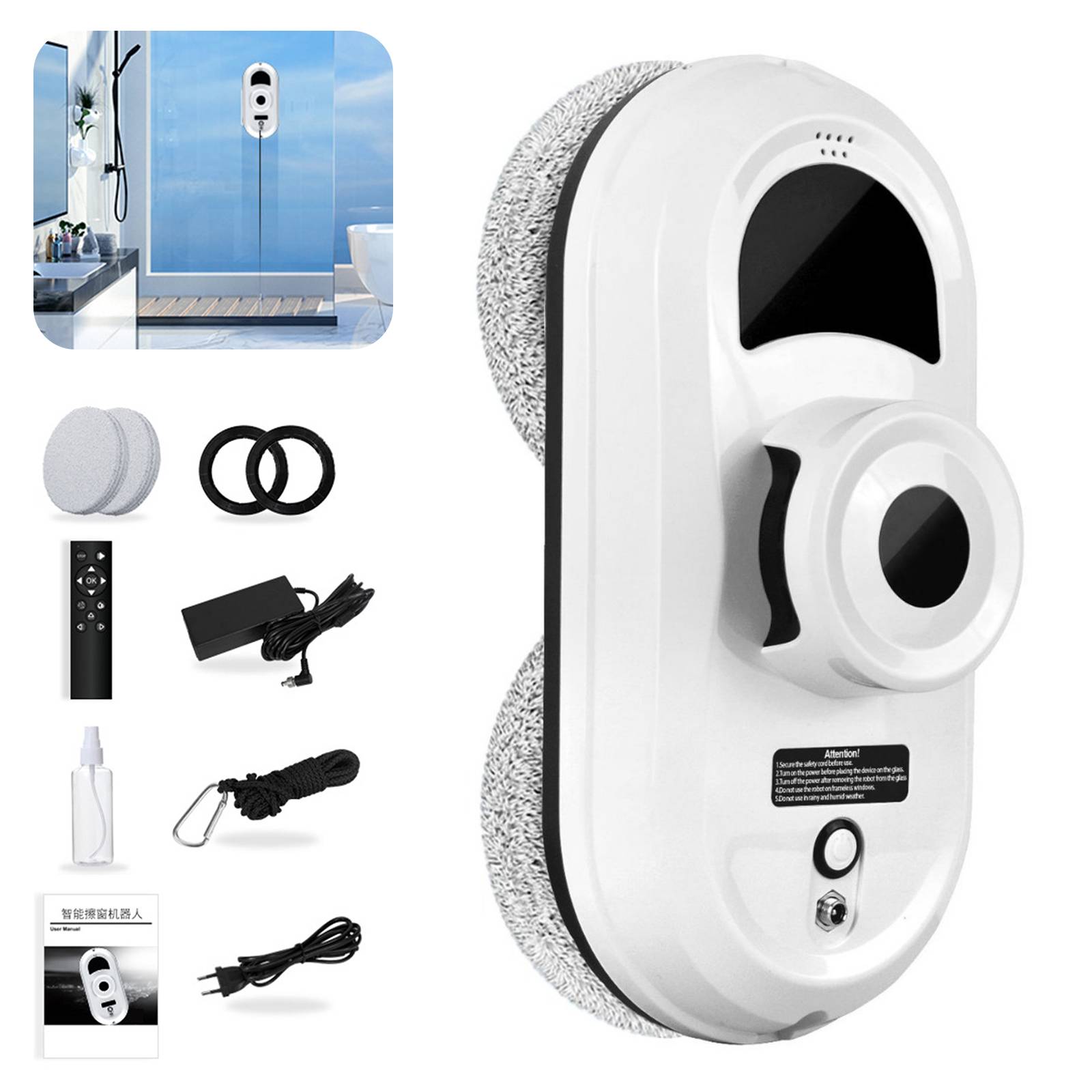 5600PA Ultra Thin Robot Vacuum Cleaner Window Cleaning Robot Window Electric Glass with Remote Control for Home Intelligent Window Cleaning Machine