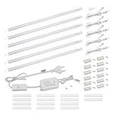 Infälld LED-lampa med strömbrytare från da LIGHT, 8,5 W, 760 lm, 3 000 K, varmvit ljuslist, kökslampa, vitrinbelysning, skåpbelysning med 6 x remsor på 26 cm, för kök och skåp, utbyggbar med