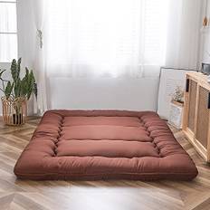 MAXYOYO Futonmadrass, vadderad japansk golvmadrass, quiltad sängmadrass, extra tjock hopfällbar sovdyna, ventilerande golvstol, gästsäng (kaffe, king)