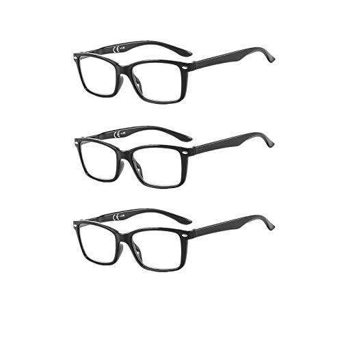 Suertree 3-pack läsglasögon vår gångjärn datorglasögon fyrkantiga presbyopiska läsglasögon glasögon aided glasögon unisex 2,0 BM151