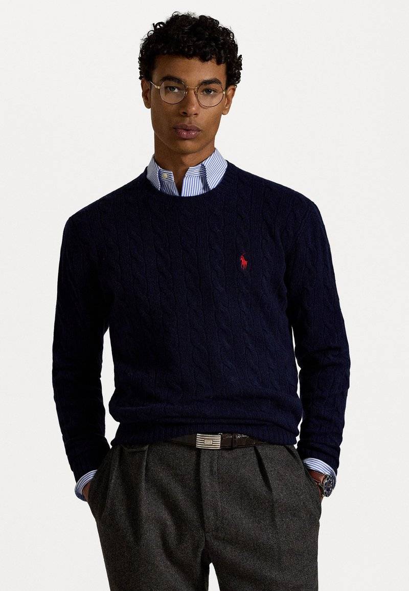 Polo Ralph Lauren CABLE KNIT WOOL CASHMERE JUMPER - Stickad tröja - hunter navy