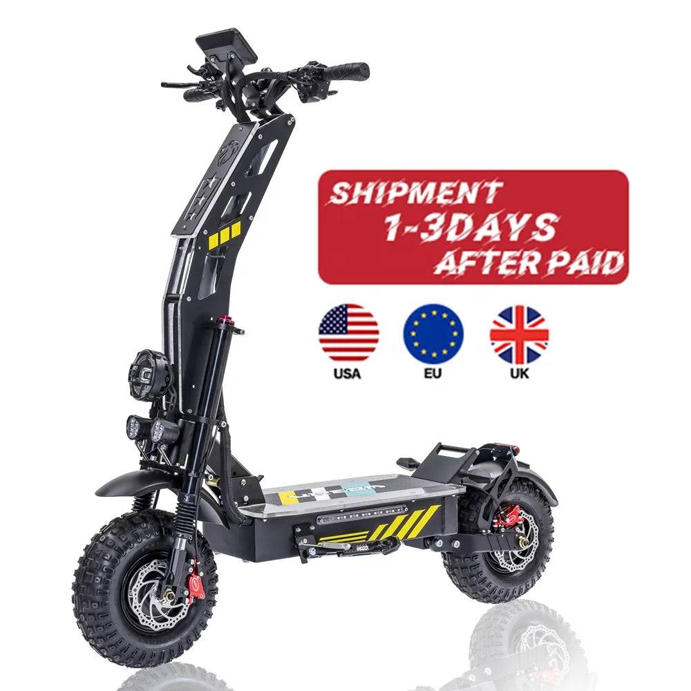 13Inch 60V 8000W Dual Brushless Motors IP54 Waterproof Foldable Electric Scooter - 8000W / 60 V / Black|14Inch|2400