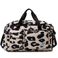 Fashion Zebra Stripes Sports Fitness Bag Women's Travel Bag Handbag Multifunction Luggage Bag Classics Large Capacity Versatile With Multi Pockets Wit - Beige - one-size