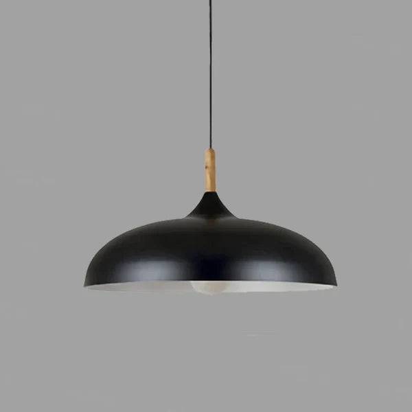ScandiLuxe Taklampa - Skandinavisk Ek Trädesign - Svart / Varm vit / dia45cm X h25cm