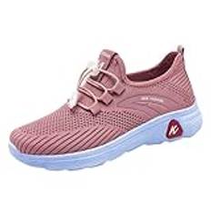 TDEOK Damsneakers slip-on stickade nät: lätta löparskor mjuk sula damskor andas löparskor för gator utomhus träningsskor halkfria tennisskor för promenader utomhus fitness, ROSA, 40 EU