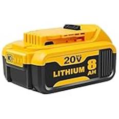 Ersättning för Dewalt 20 V MAX batteri 8 000 mAh kompatibel med CB180, DCB181, DCB182, DCB201, DCB201-2, DCB200, DCB200-2, DCB204-2, DCB205-2 ersättning för Dewalt 20 V Litiumbatteri (8 000 mAh, 1