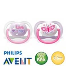 Philips Avent Ultra Air sutter, symmetriske, silikone, str. 1 (hvid, lilla)