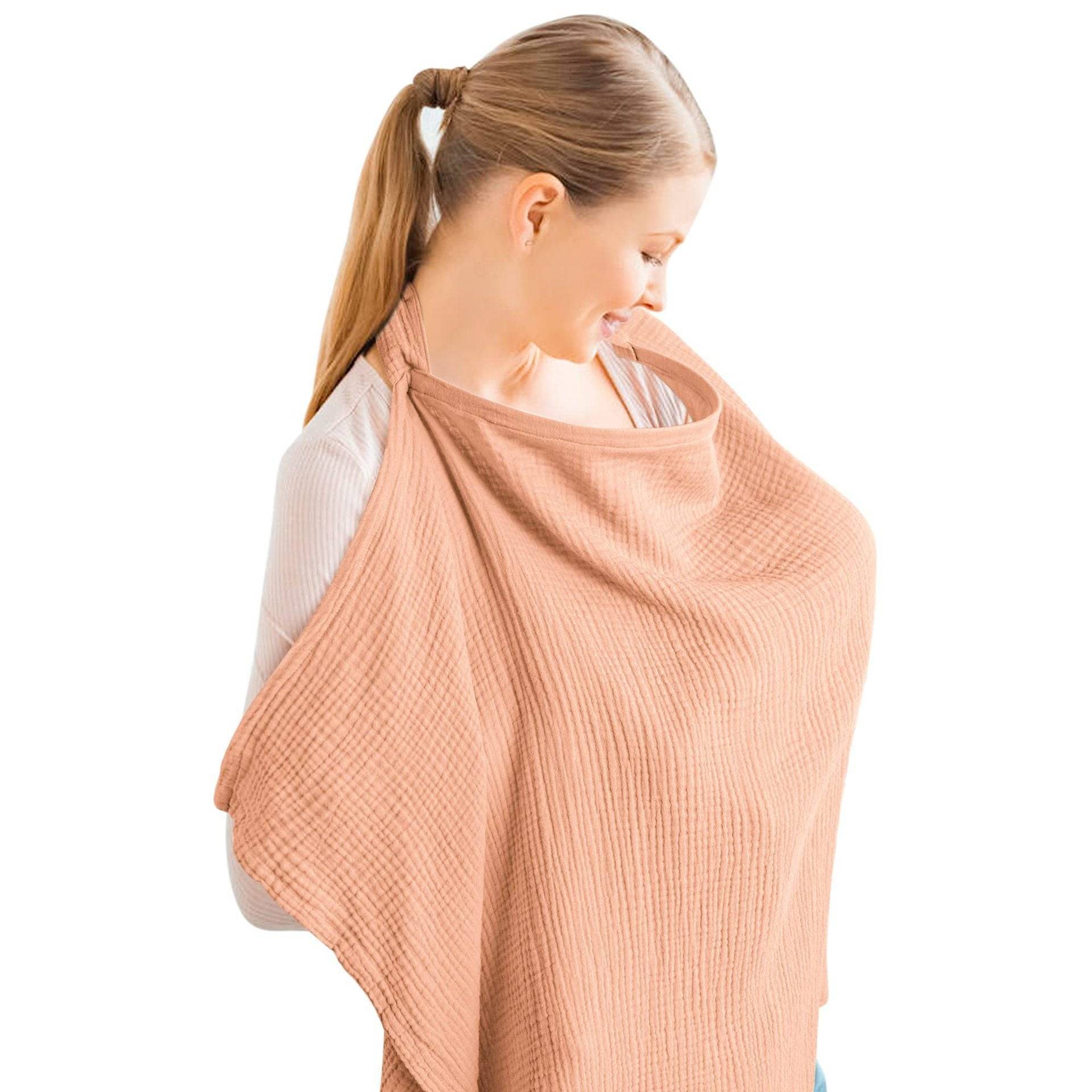 Muslin Nursing Cover For Baby Breastfeeding, Breathable Cotton Breastfeeding Cover - C