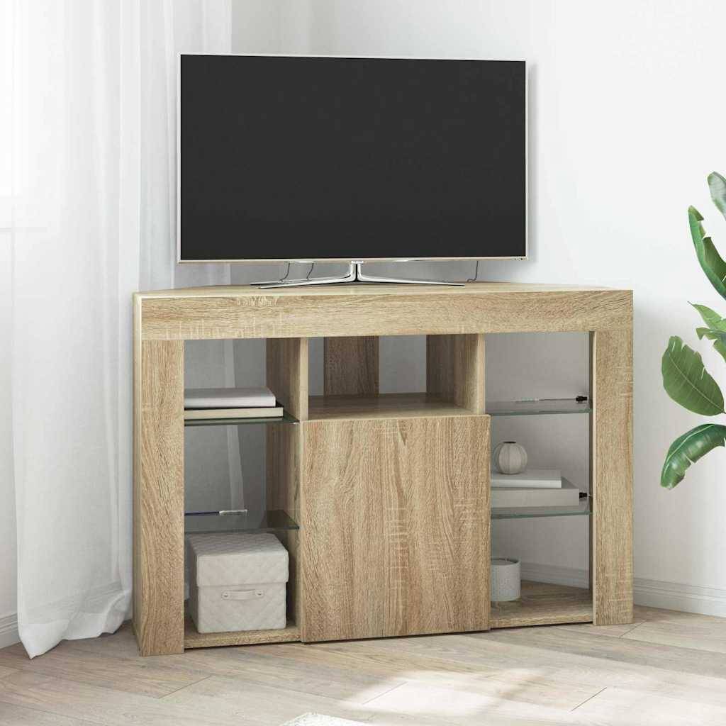 vidaXL Hjørne LED TV Skab 100x40x68cm Sonoma eg Konstrueret træ