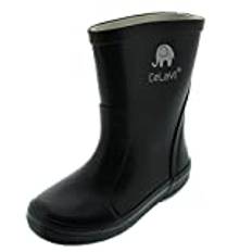 Celavi Barn unisex vattentäta gummistövlar, 100% naturgummi regnstövlar, storlek: 24, färg: svart, 1147