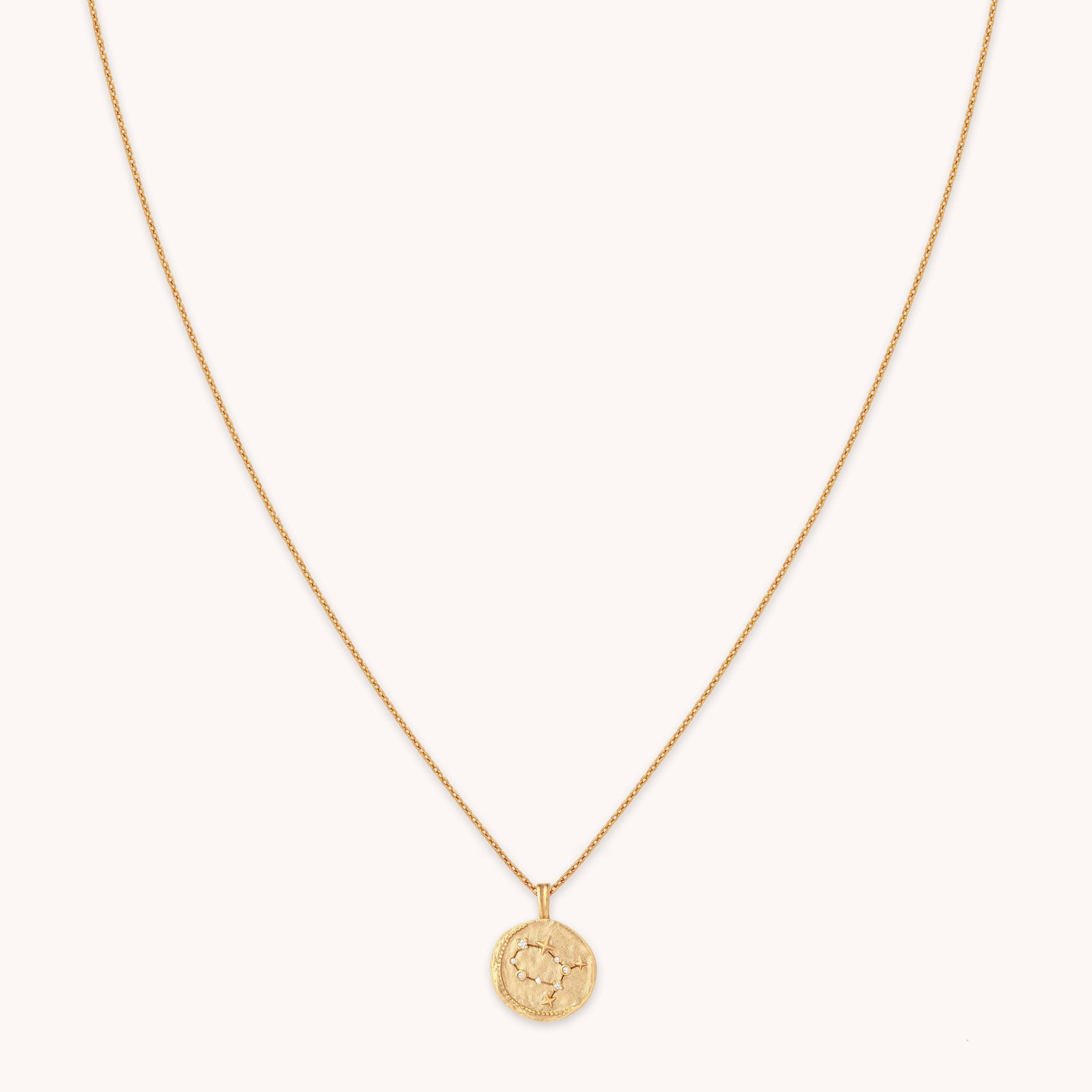 Gemini Zodiac Pendant Necklace in Gold - 45cm | Jewellery by Astrid & Miyu | Free Engraving Service
