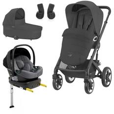 Cybex TALOS S Lux Duovogn inkl. Beemoo Route i-Size Autostol Baby & ISOFIX Base, Moon Black/Mineral Grey