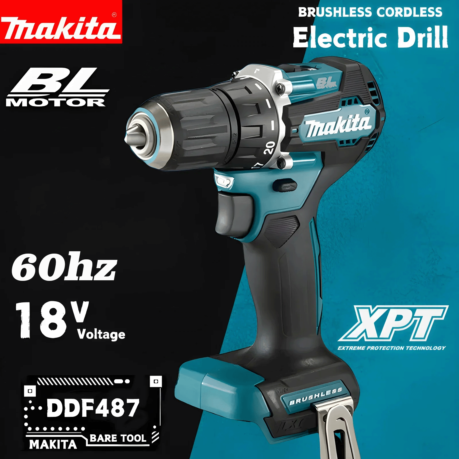 2026 Makita DDF487 18V Brushless Cordless Electric Drill Screwdriver Power Tool for Makita 18V Battery Pack System