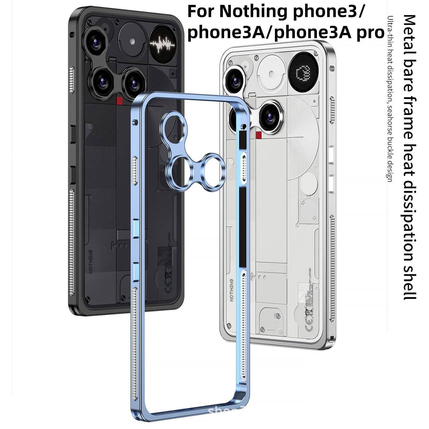 Flippfodral med metallram för Nothing Phone 3/3A/3A Pro white