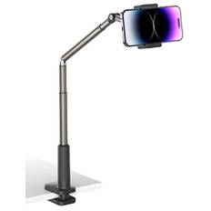 JSAUX Handy Halter mit justierbarem langem Arm für Schreibtisch & Bett, Handystütze, Mobil-Ständer, Handyhalter, Handy-Ständer, Telefonhalter kompatibel mit iPhone 15/15 Pro/15 Plus/14 etc. [Schwarz]