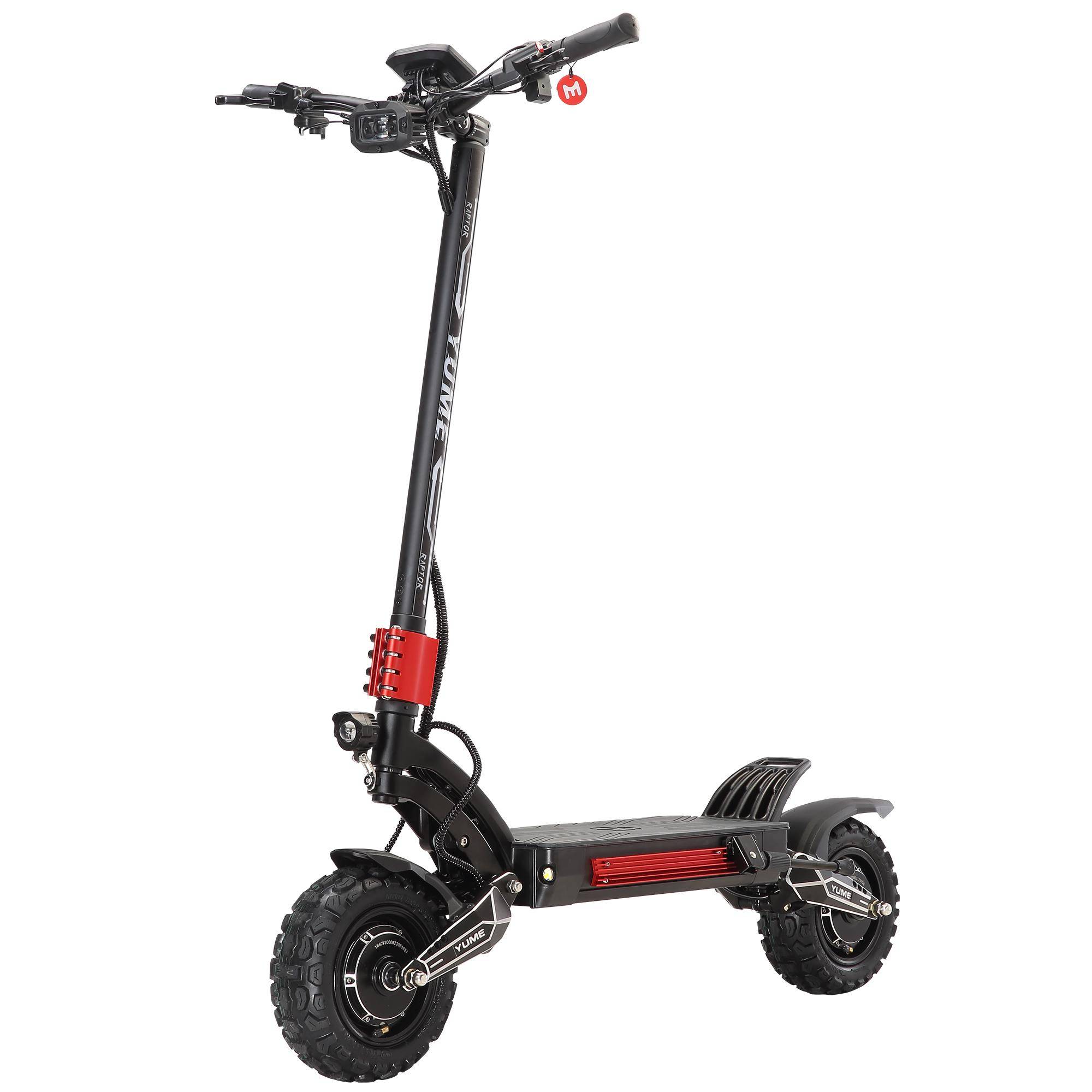 YUME RAPTORE Ny Elscooter 6000W Dubbla Motorer 60v 27ah Elscooter Maxhastighet 85-90km/h Räckvidd 100km 11 tums däck Vikbar escooter svart/röd