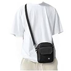 PAUBACK Axelväska för män, resepass plånbok väska för män för mobiltelefon, liten nackväska, sidoaxelväska för män, svart stor, crossbody, svart, svart, stor, L, Samtida