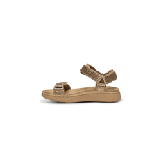 Woden Line sandal | Damesandal i glitter guld look I Natural Soft sål