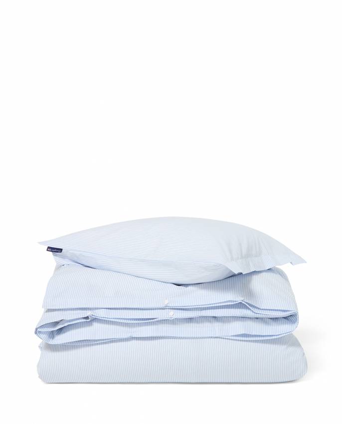 Lexington Striped Cotton Sateen Dynebetrækssæt Blue/White