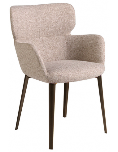 Spisebordsstol med armlæn i stål og polyester H80 cm - Mat brun/Meleret brun