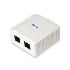 Equip RJ45 uttag, 2xRJ45, dubbelt utanpåliggande, Cat.6 UTP - Vit