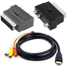 Hdmi-kompatibel to 3 rca scart två-i-ett adapterkabel 1.5m hane s-video to 3 rca av ljudkabel 3 rca phono adapter