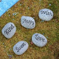 5pcs/Set Mini Engraved Inspirational Words Stones, Prayer Stones, Encouragement Stones, Gift For Friends,Garden Pebbles Rocks Stone For Walkways Driveway Yard Grass Fish Tank Gift Indoor Outdoor