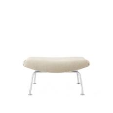 Fredericia Furniture - Wegner Ox Ottoman, Chrome, Fabric Cat. 1 Grand Linen 0024 - Fotpallar - Hans J. Wegner