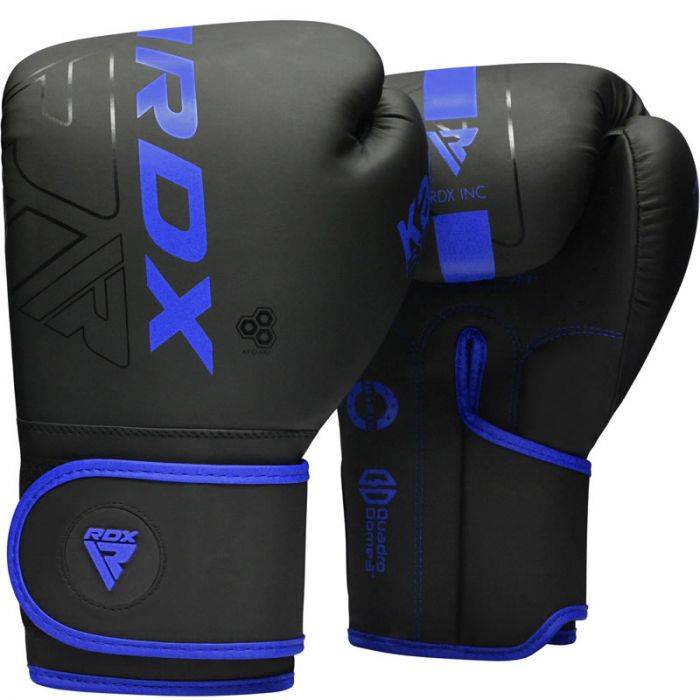 RDX F6 Kara Boxing Training Gloves Black - Blue / 14oz