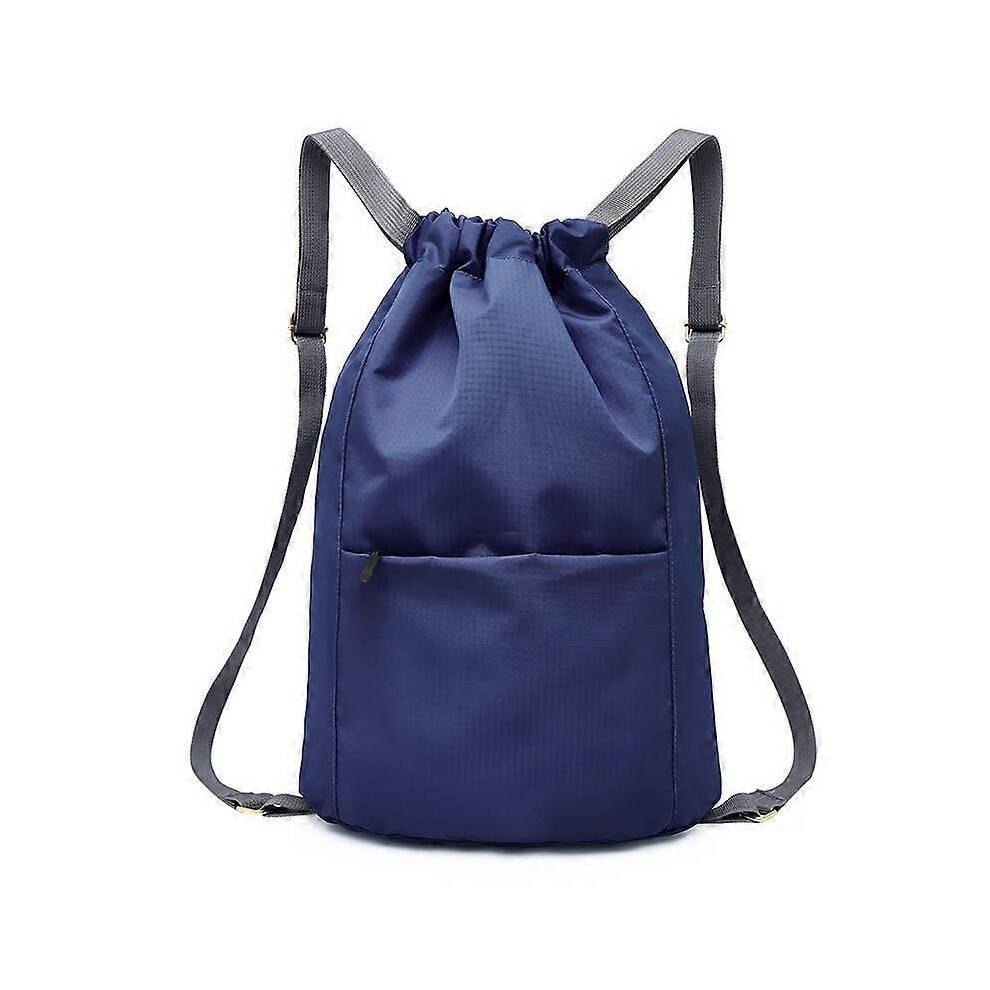 Waterproof Drawstring Fitness Backpack for Men and Women, Sports Fitness Bag Mini Travel Backpack, Navy Blue, One Size, Travel