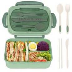 1pc Adult Bento Box, 1200ml Lunch Container With Utensils & Leak-Proof Design, 3 Sections Meal Prep Container School Supplies,Back To School