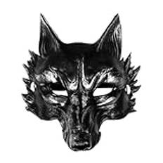 keland Varg Varg Mask Vuxen Djurmask Realistisk Skräck Halloween Mask (B-Silver)