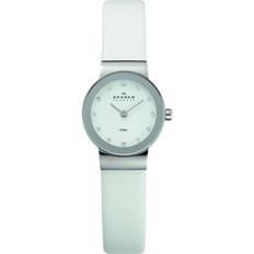 Skagen Stainless Steel White Leather Ladies Watch 358XSSLWW