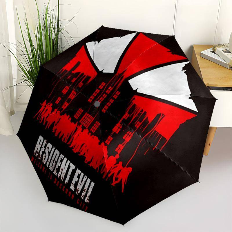 1 st Resident Evil Automatiskt Öppnings-/Stängningsbart Paraply, Vindtätt 8-ribbat Konstruktion, Lätt Reseparaply för Kvinnor/Män,a0902101