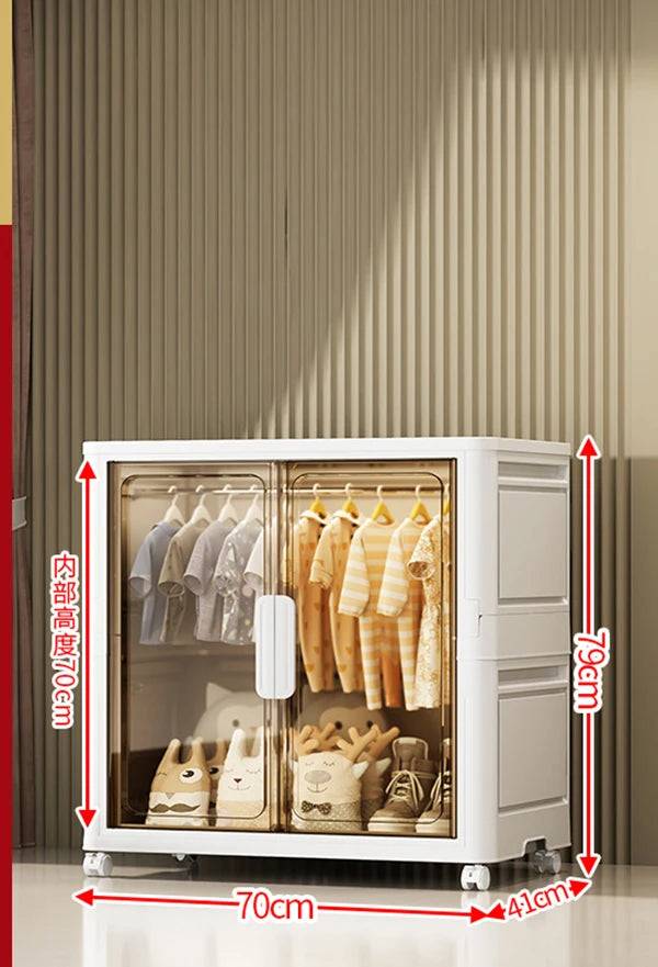 Wardrobe Clothes Organizer Foldable Organizer Cupboard Movable Storage Cabinets for Home - 70x41x79cm-brown