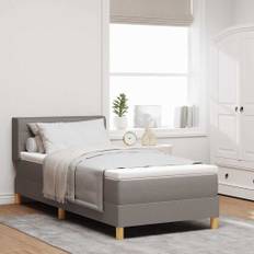 vidaXL Resårsäng med madrass med huvudgavel Taupe 80 x 200 cm tyg