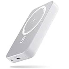 NOHON Wireless Magnetic Power Bank 10000 mAh: Magnetisk Trådlös Powerbank | Externt Mobiltelefonbatteri med PD 20 W USB-C | Batteripaket Kompatibel med iPhone15 14 13 12 Plus Mini Pro ProMax | Vit