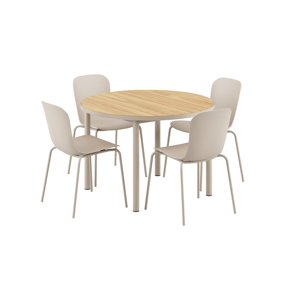 SACKit Kirra Dining Table Ø110 Taupe & 4 Patio Chair No. One