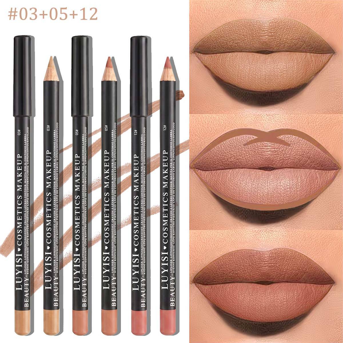 3pcs Waterproof Velvet Lip Liner Set, High Matte Lip Pencils, Smooth Non-drying Longwear Lip Contour Kit