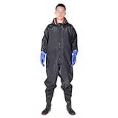 Pocket Mud Pants,Vadarbyxor Crosswater, Fishing Chest Waders Men Rain Suit with Non-slip Rubber Boots Thick Waders Hooded Fishing Suit for Water Sports, easy taking on/off(44)