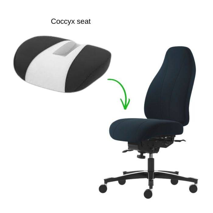 Malmstolen Classic 4000H kontorsstol, Coccyx-säte, 45-56 cm, svart Select, svart aluminiumfot, hjul för hårda golv, förberedd för nackstöd. - Svart