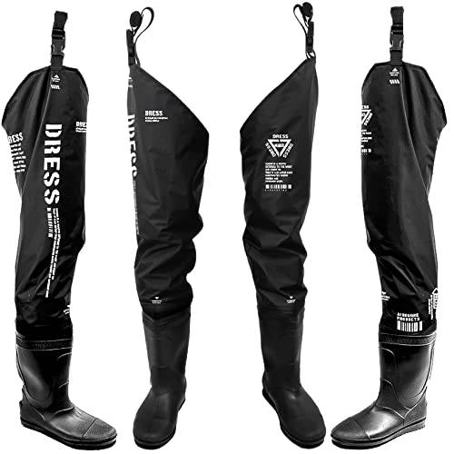 Dress AIRBORNE Hip Waders with Felt Spike Soles, XL, Black, Fishing, Wading Boots, Waterproof, Sea Fishing, Mountain Stream Wading, Floating, Multi-fu