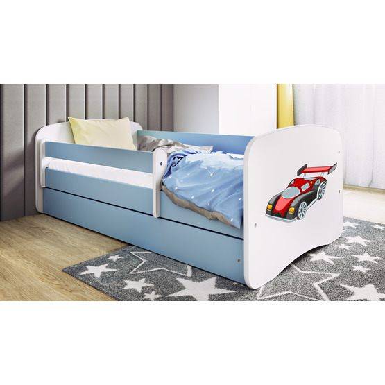 Kocot Kids Barnsäng - Babydreams Blå - Racing Car Med Låda Och Madrass 140x70 Cm