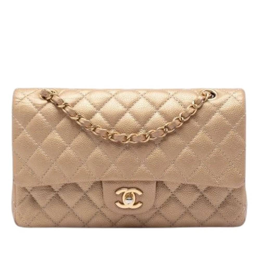 Chanel Vintage Pre-owned Vintage Quilted Double Flap Skuldertaske - Vintage - Dame - Beige - ONE SIZE - Uld
