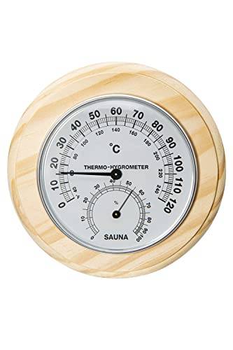 [MILAAM] Sauna Thermometer and Hygrometer YUM - Scandinavian Finnish Pine Wood Analog Heat and Humidity Resistant Compact and Lightweight Wall-Mount