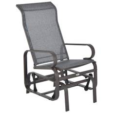Gungstol trädgårdsstol relaxstol 60x75x104cm trädgårdsgunga i metall för terrass balkong med textrad